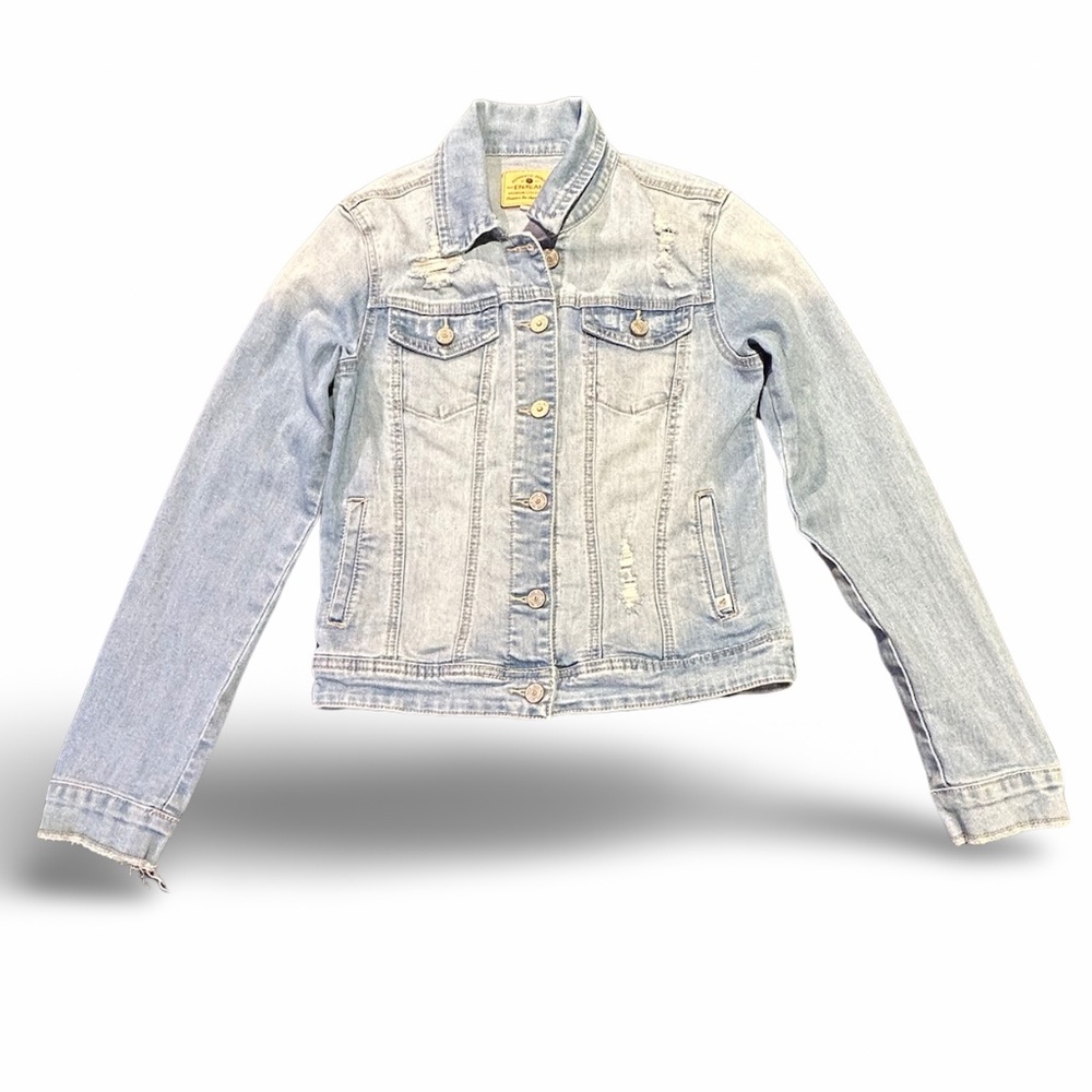 Enjoin Authentic Denim Women's Distressed Button Down Jacket Size Small